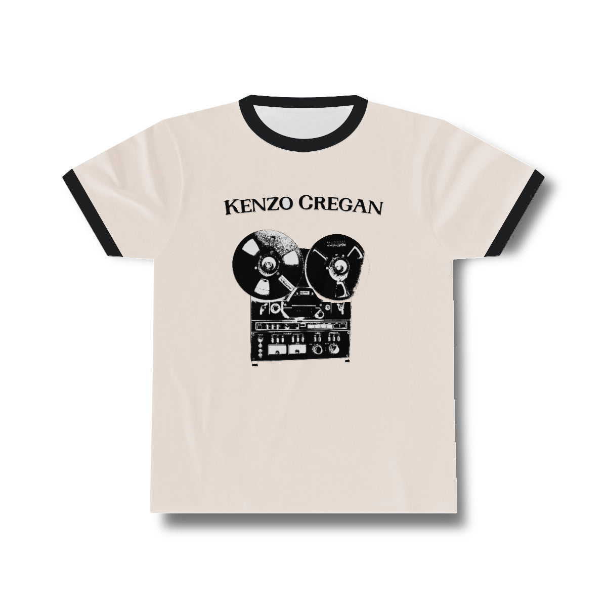 Tape Machine Ringer Tee Cream Black